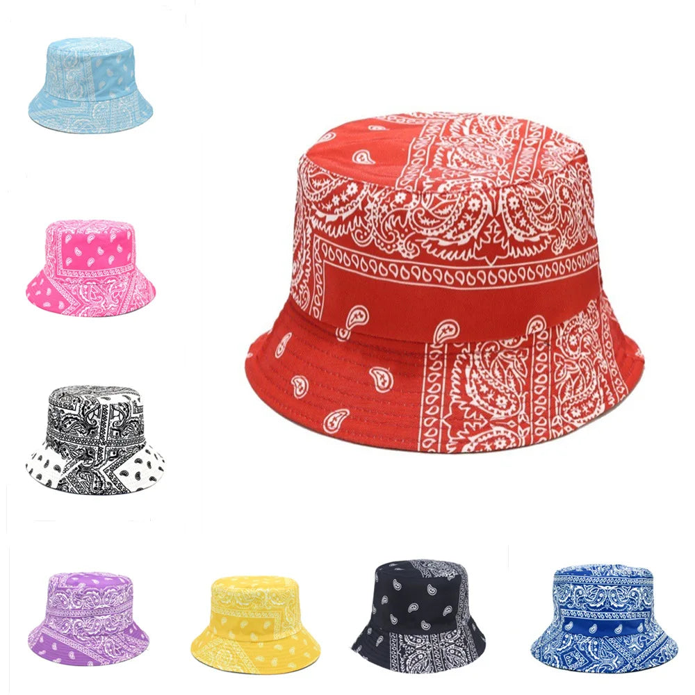Womens Paisley Reversible Bandana Bucket Hat