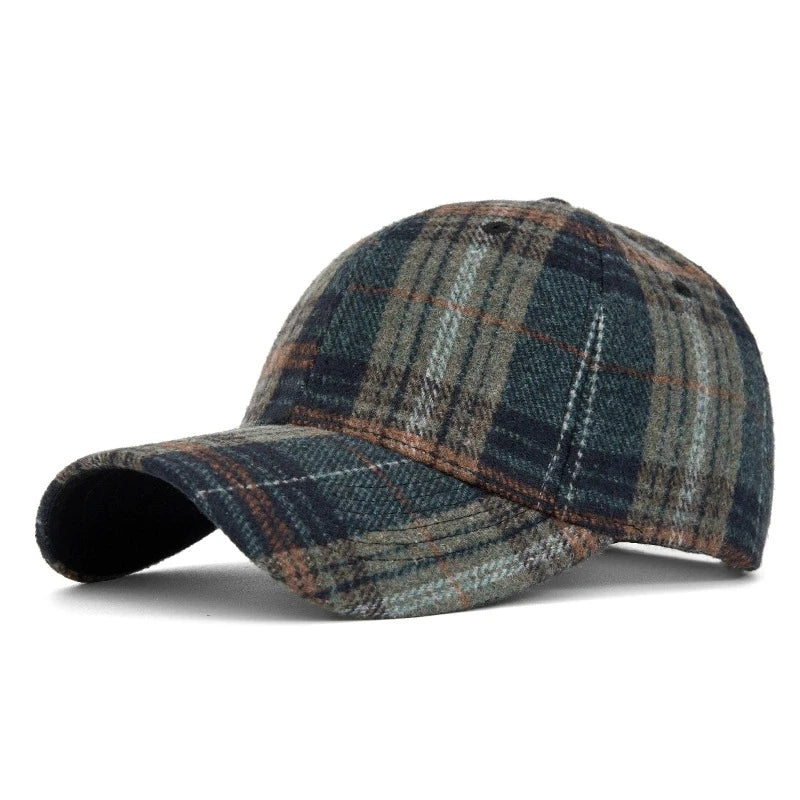 Classic Plaid Hard Brim Face Slimming Duckbill Baseball Hat