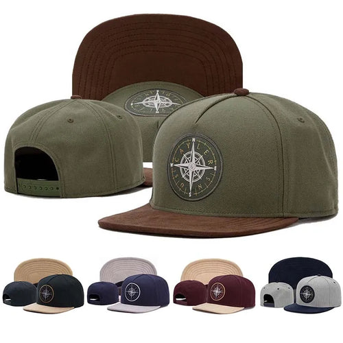 Fashion Compass Embroidery Button Duck Tongue Hat