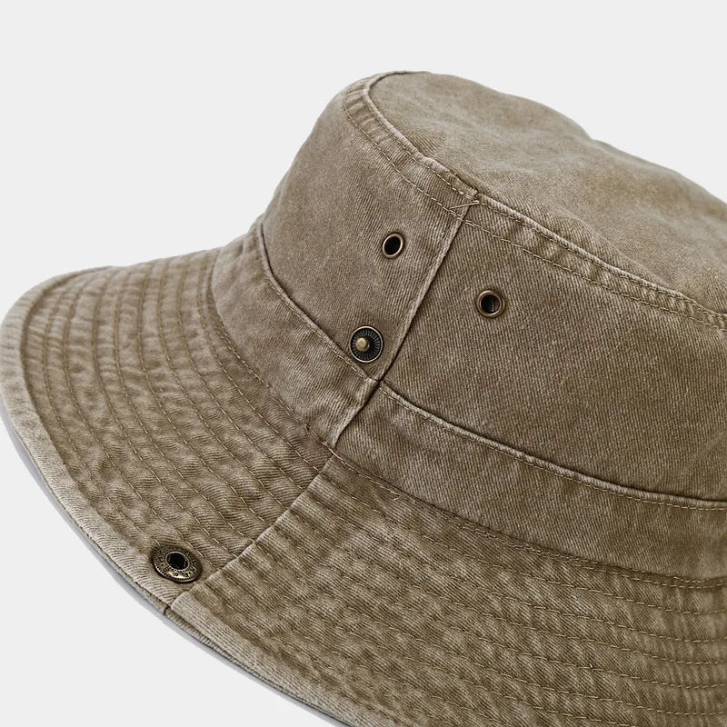 Washed Distressed Large Brim Bucket Hat