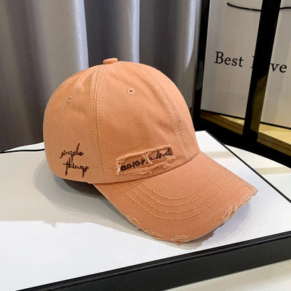 Unisex Korean Trend Distressed Embroidered Baseball Cap