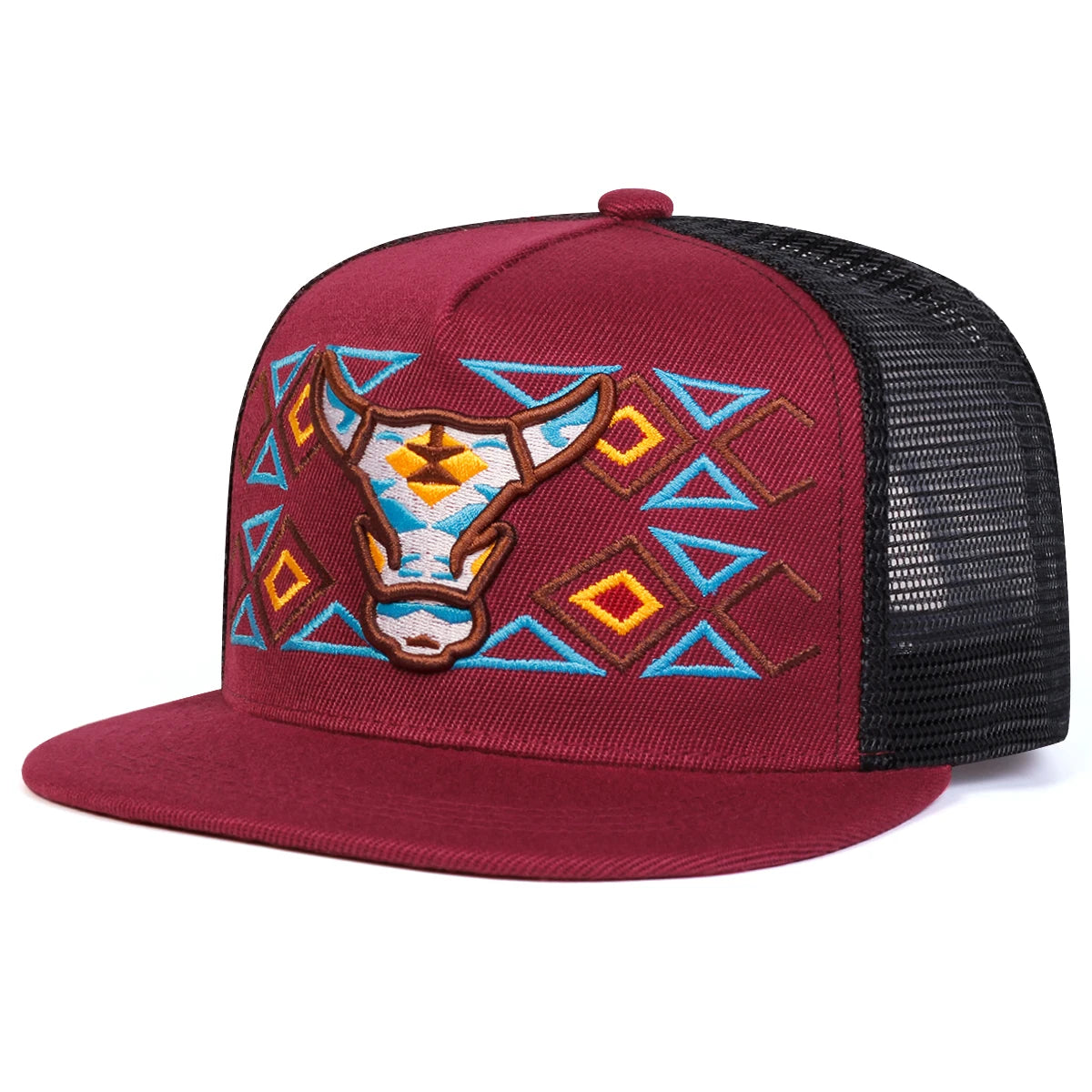 Unisex Ox Head Embroidery Baseball Net Hats