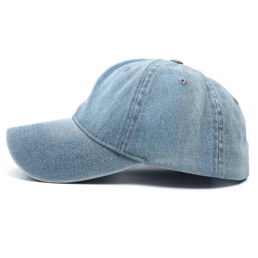 Unisex Vintage NYC Embroidery Washed Denim Baseball Cap