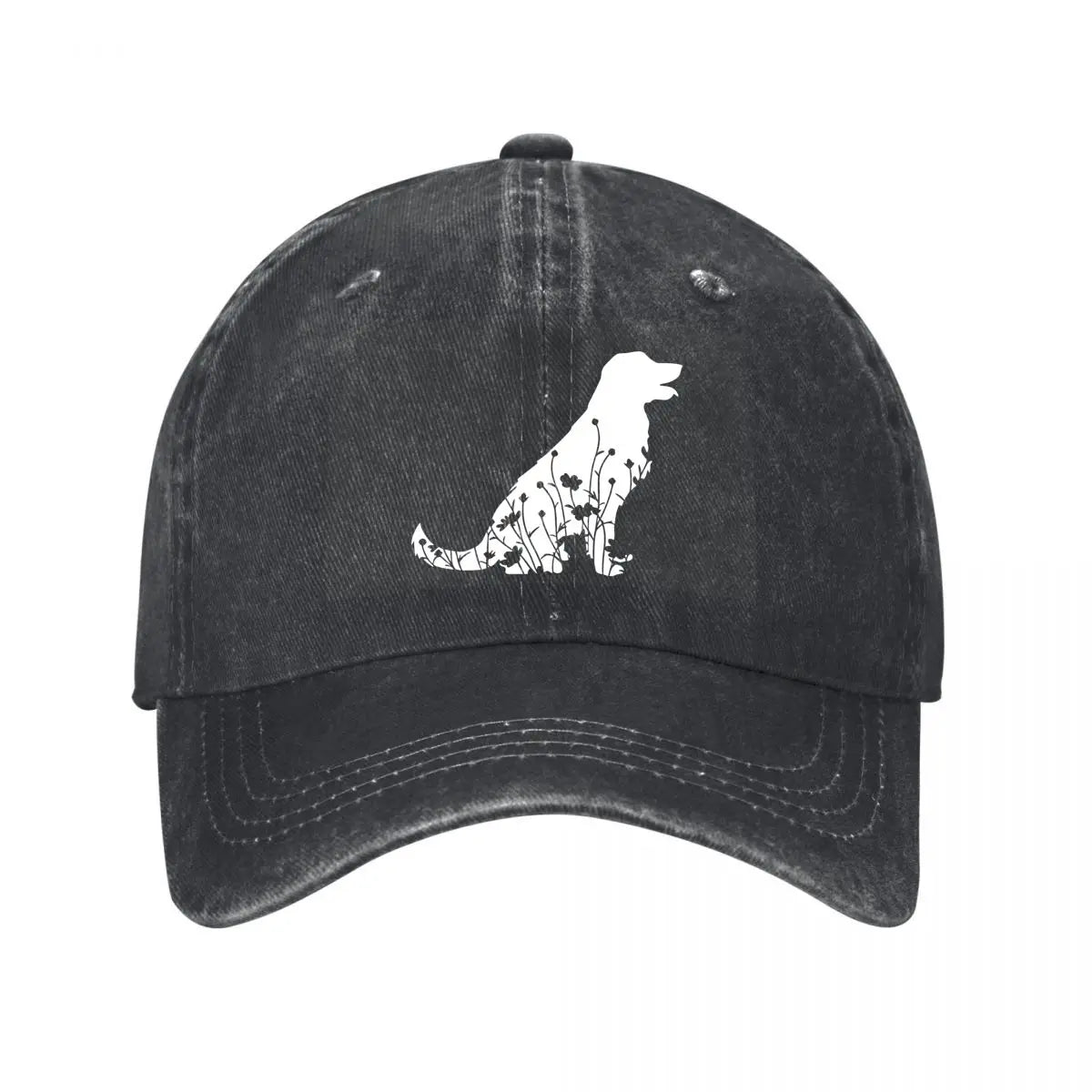 Vintage Washed Cotton Dog Pattern Baseball Cap