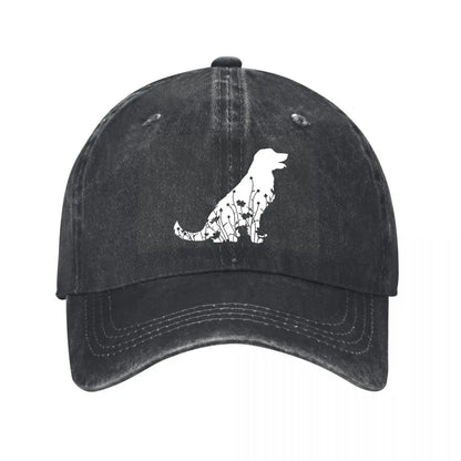 Vintage Washed Cotton Dog Pattern Baseball Cap