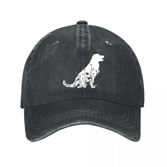 Vintage Washed Cotton Dog Pattern Baseball Cap