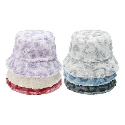 Sherpa Heart Pattern Winter Bucket Hat