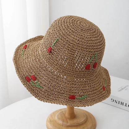 Cherry Decoration Summer Sun Protection Bucket Hat
