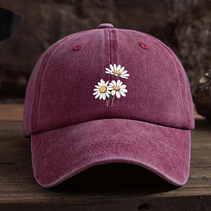 Unisex Daisy Print Duckbill Cap