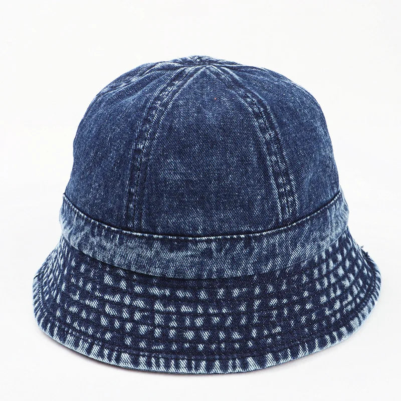 Washed Denim Bucket Hat Women Fisherman's Hat