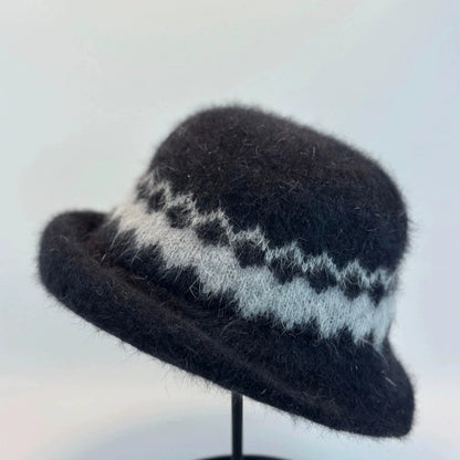Jacquard Knitted Brimmed Winter Bucket Hat