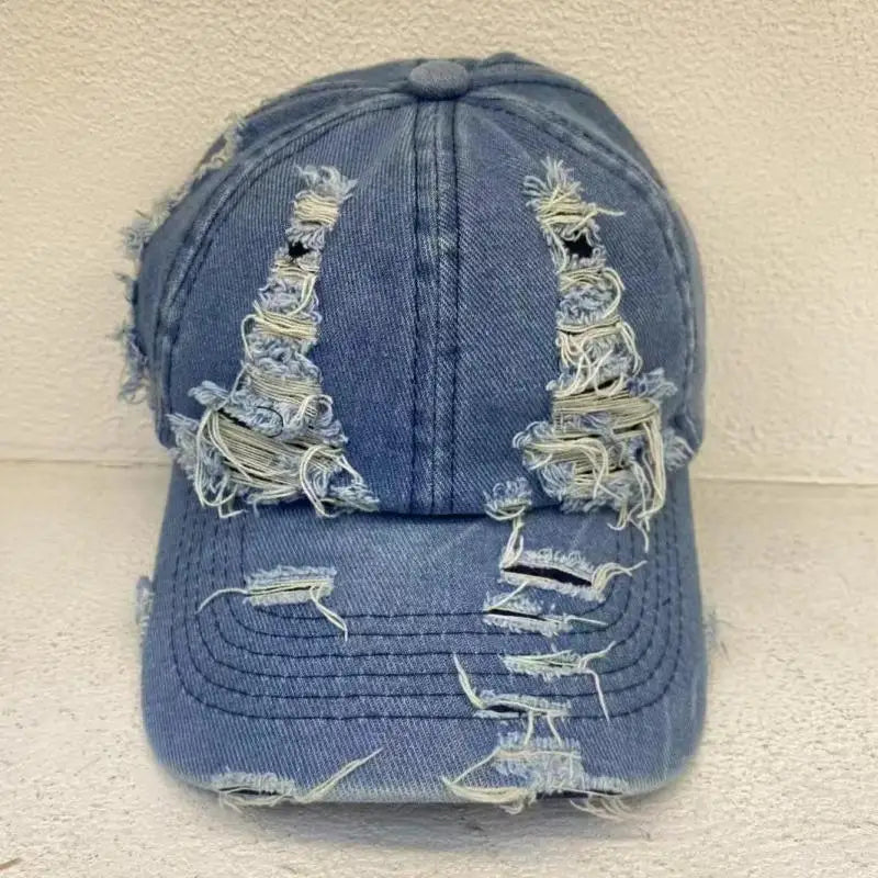 Washed Denim Baseball Cap Women Men