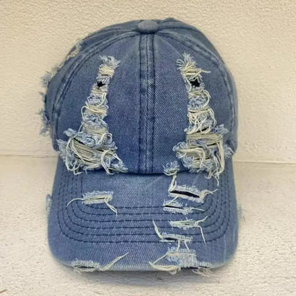 Washed Denim Baseball Cap Women Men
