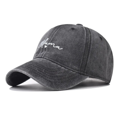 Spring Summer MAMA Embroidery Washed Cotton Baseball Cap