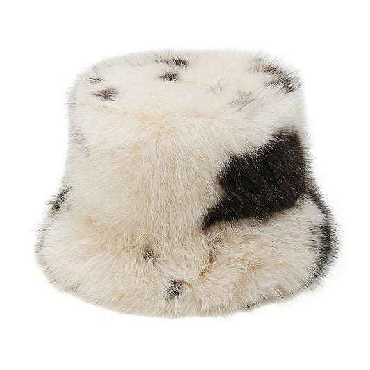 Cow Pattern Plush Fisherman Hat