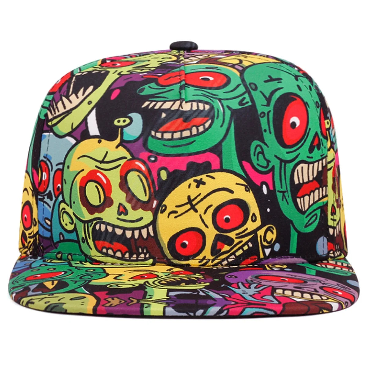 Red Eyes Green Skeleton Flat Brim Baseball Cap