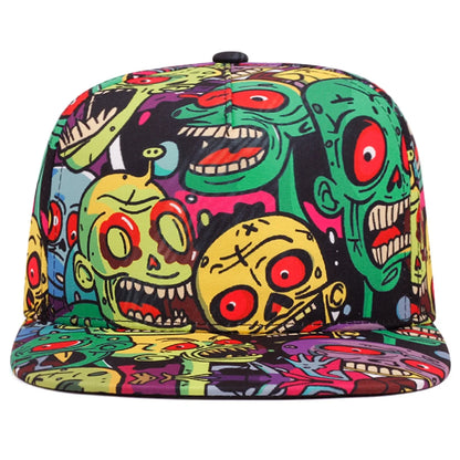 Red Eyes Green Skeleton Flat Brim Baseball Cap