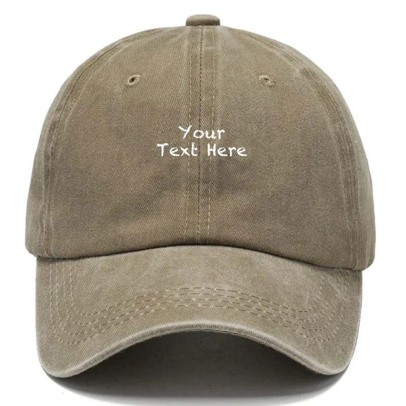 Custom Text Vintage Washed Cotton Baseball Cap