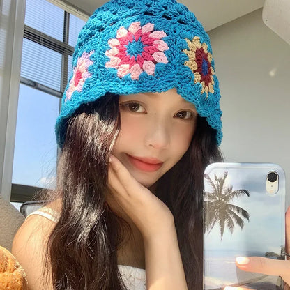 Bohemian Mori Crochet Flower Bucket Hat