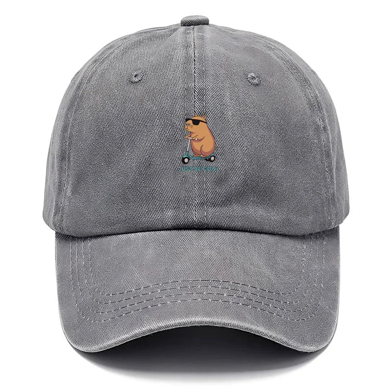 Capybara Cartoon Embroidery Vintage Washed Cotton Baseball Cap