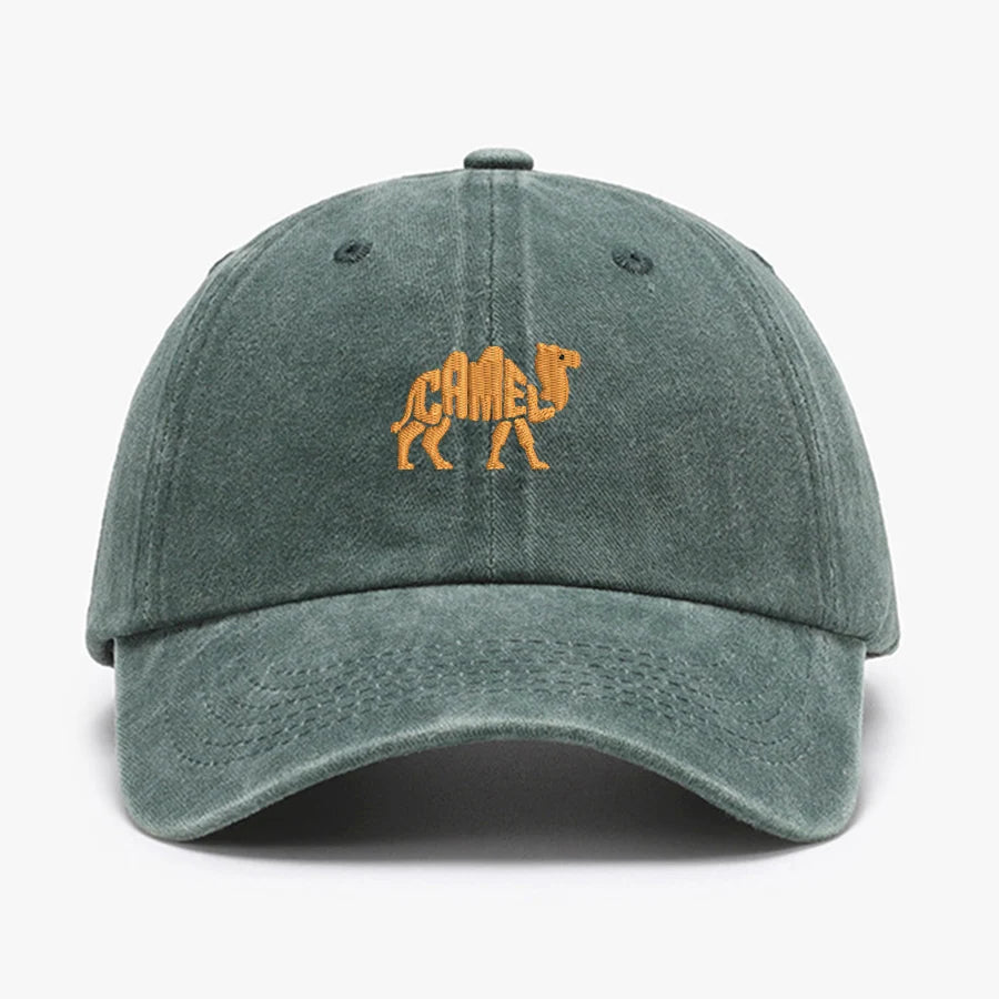 Camel Embroidered Vintage Cotton Baseball Cap