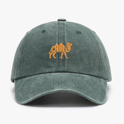 Camel Embroidered Vintage Cotton Baseball Cap