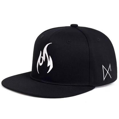Unisex Flame Embroidered Snapback Cap