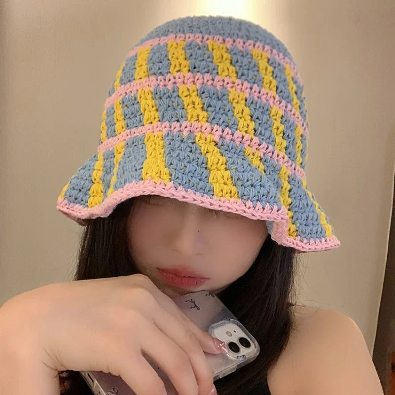 Japanese Handmade Knitted Sunscreen Travel Bucket Hat