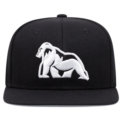 Unisex Gorilla Embroidered Flat Brim Baseball Cap