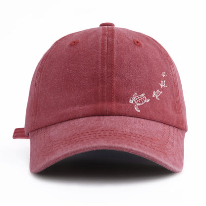 Turtle Print Minimalist Retro Washed Baseball Cap
