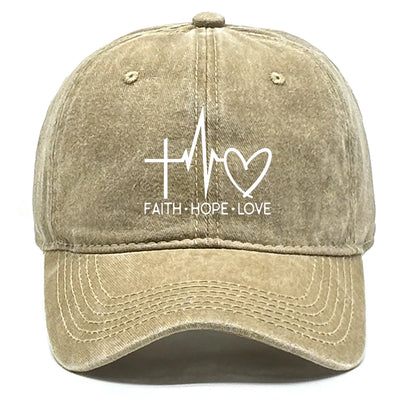 Faith Hope Love Print Adjustable Baseball Cap