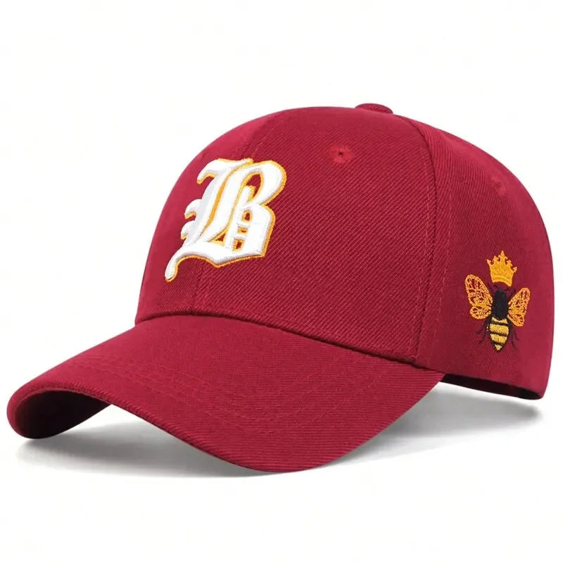 Unisex Gothic Letter Side Bee Embroidery Baseball Caps