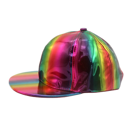 Fashion PU Rainbow Color Changing Hiphop Baseball Cap