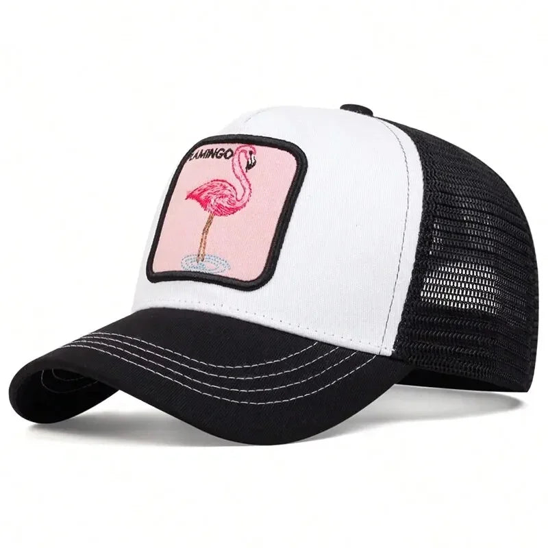 Unisex Flamingo Patch Embroidery Baseball Net Caps
