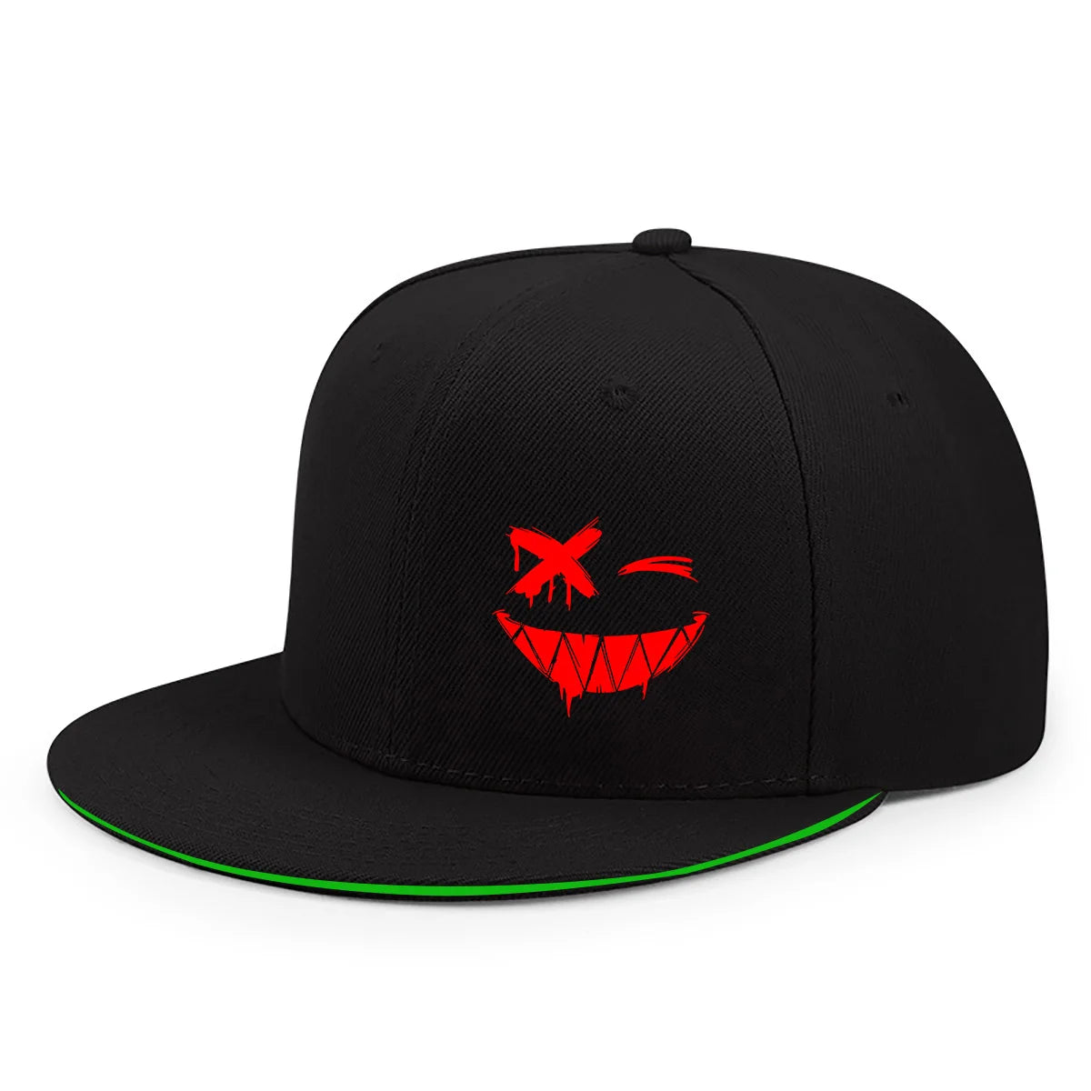 Red XX Smiling Face Snapback Cap Streetwear