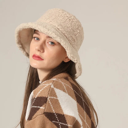 Women's Double-Sided Lamb Plush Bucket Hat