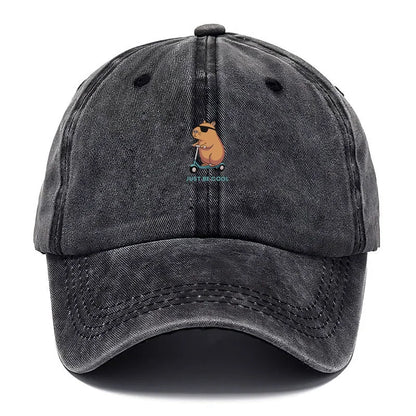 Capybara Cartoon Embroidery Vintage Washed Cotton Baseball Cap