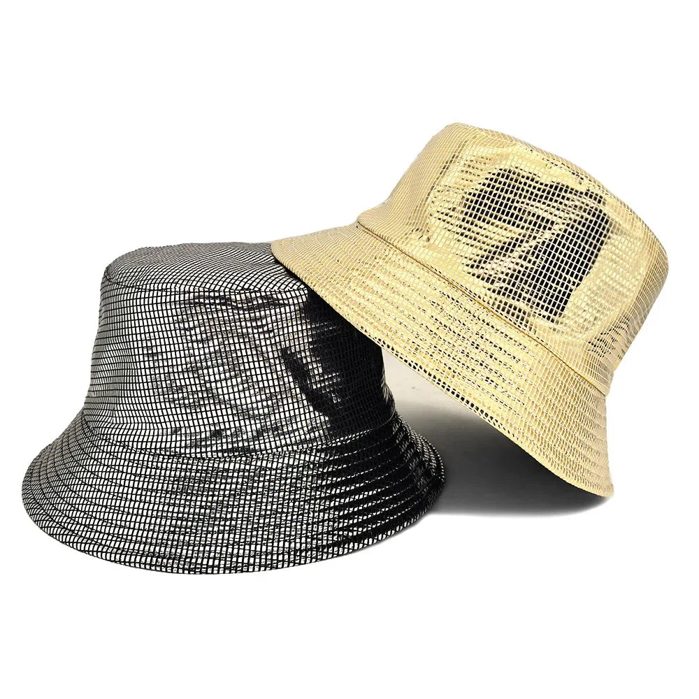 Golden Silver Plaid Bucket Hat
