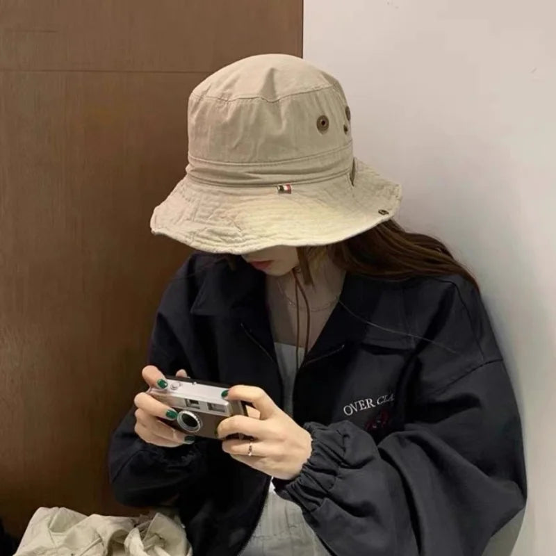 Unisex Solid Color Cotton Summer Bucket Hat
