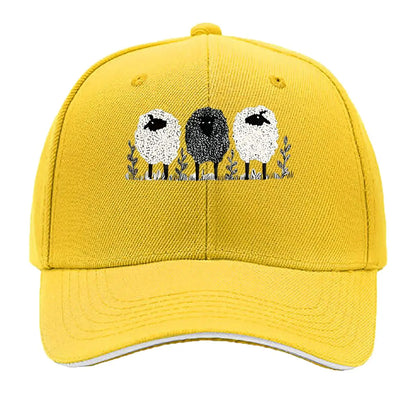 Vintage Three Lambs Print Adjustable Baseball Cap