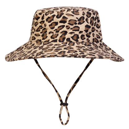 Leopard Print Wide Brim Bucket Hat Men