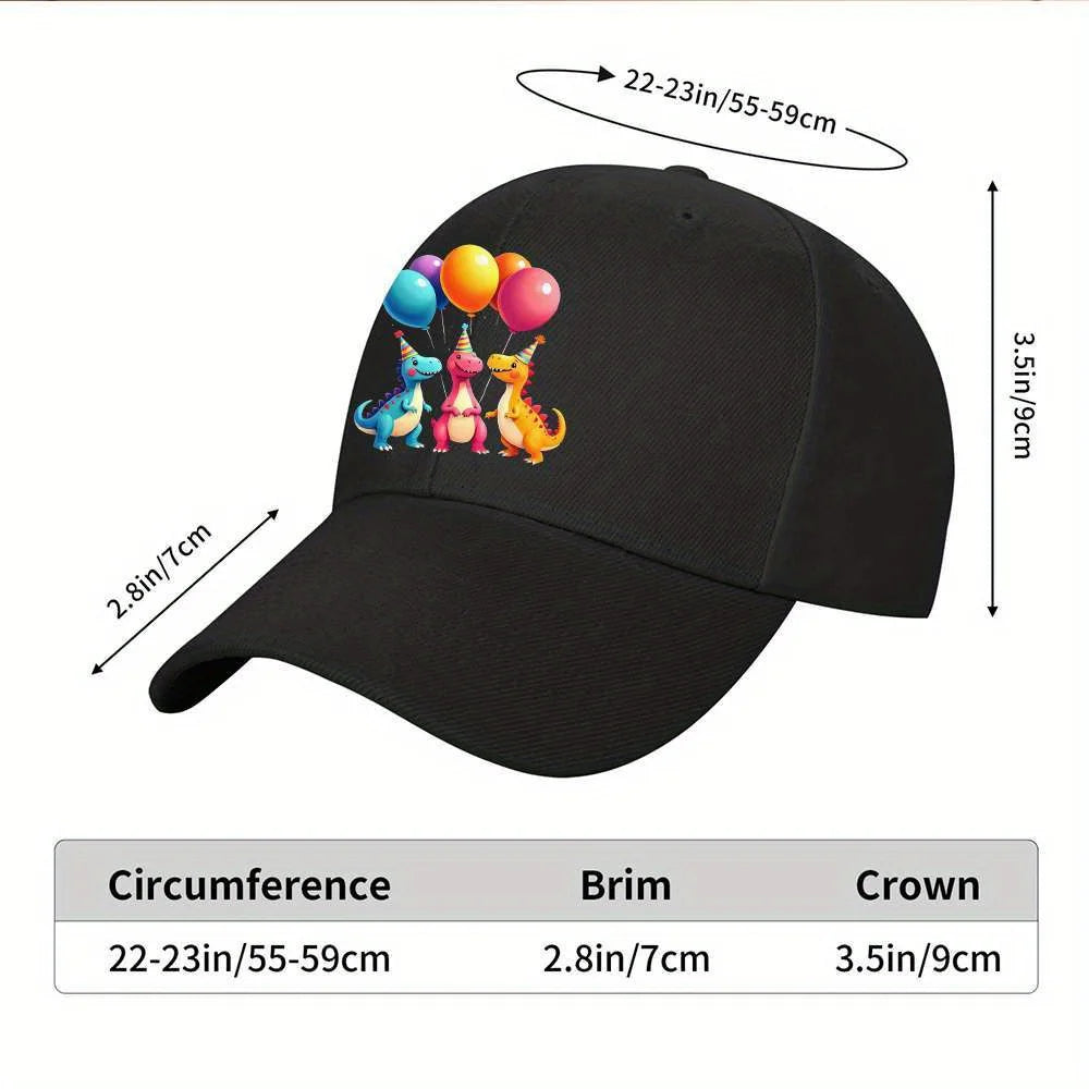 Cute Dinosaur Balloon Print Unisex Adjustable Baseball Cap