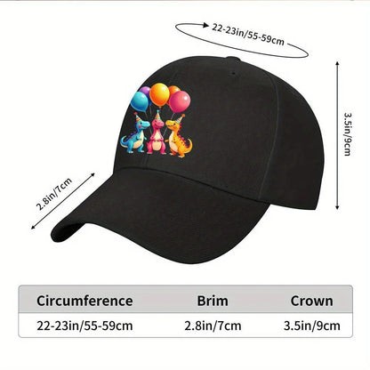 Cute Dinosaur Balloon Print Unisex Adjustable Baseball Cap