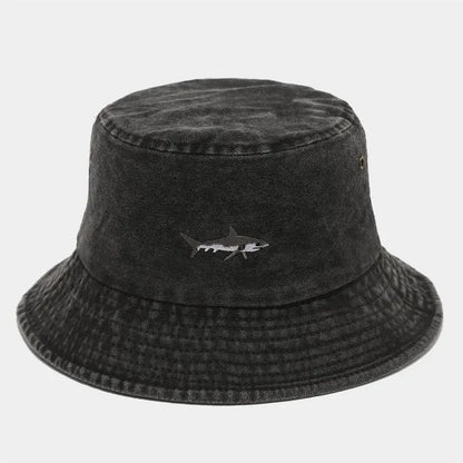Four Seasons Cotton Cartoon Fish Embroidery Outdoor Bucket Hat