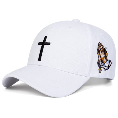 Unisex Cross Embroidery Adjustable Baseball Cap