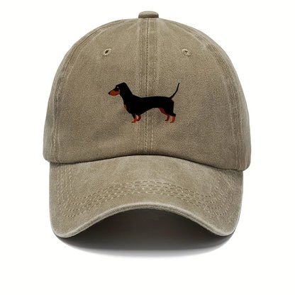 Retro Dachshund Cartoon Print Baseball Cap
