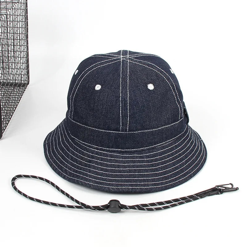 Vintage Denim Wide Brim Unisex Bucket Hat