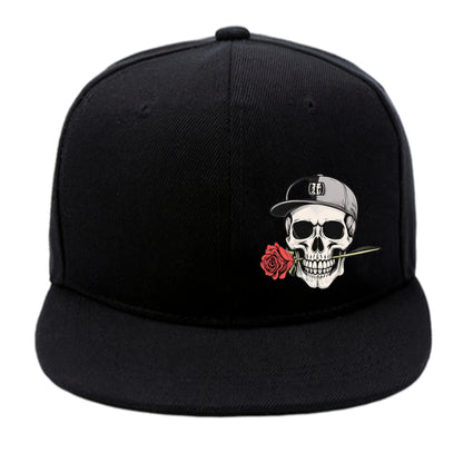Unisex Skull Rose Vintage Hip Hop Snapback Cap