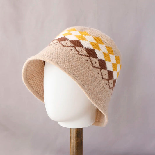 Women's Striped Wool Knitted Bucket Hat