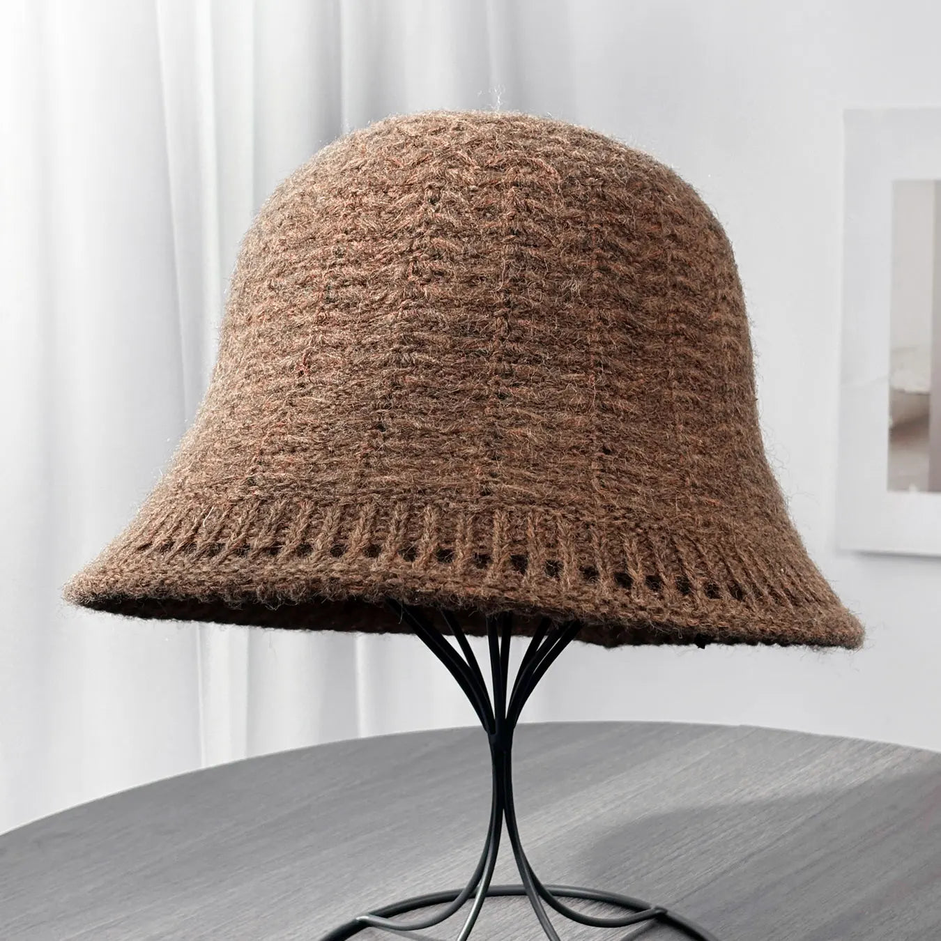 Hollow Crochet Knit Autumn Winter Bucket Hat